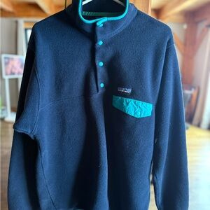 Patagonia Dark Blue Fleece with Aqua Details